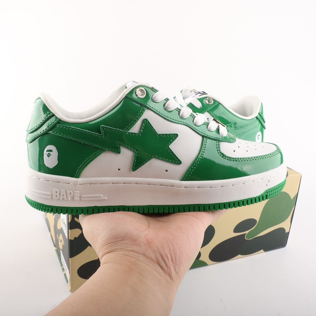 A Bathing Ape Bape Sta Patent Leather White Green