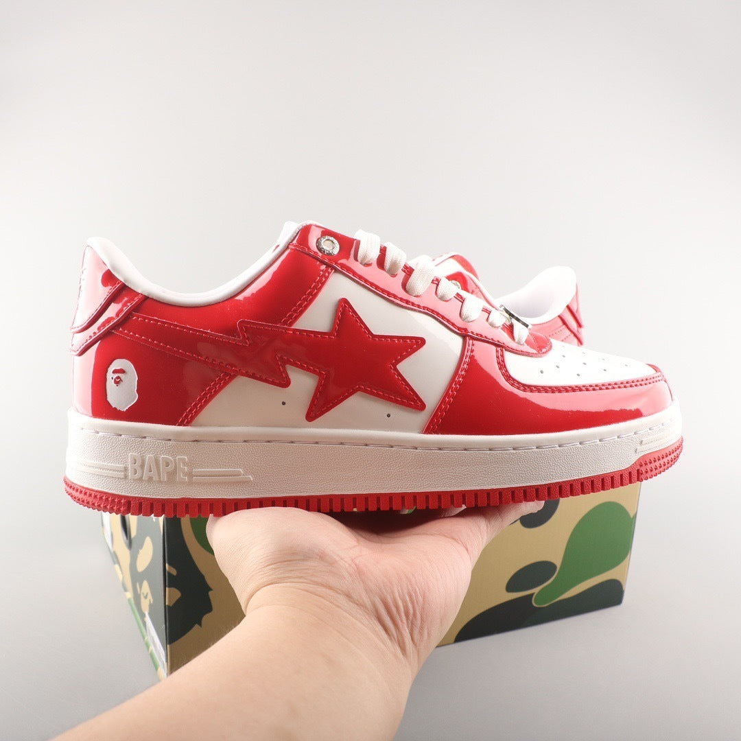 A Bathing Ape Bape Sta Patent Leather White Red