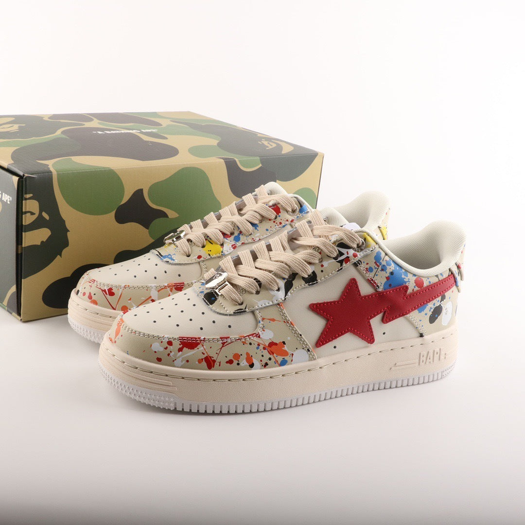 A Bathing Ape Bape Sta Paint Splatter Ivory