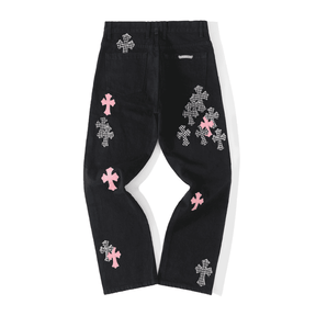 Calça Chrome Hearts Jeans Cross Patch Fleurknee