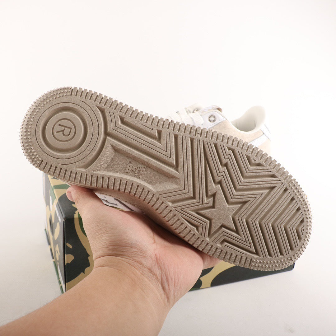 A Bathing Ape Bape Sta Low Suede Beige Heel
