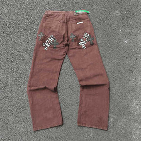 Calça Jeans Chrome Hearts Patches Cross Bown