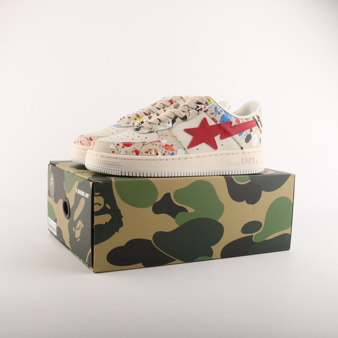 A Bathing Ape Bape Sta Paint Splatter Ivory