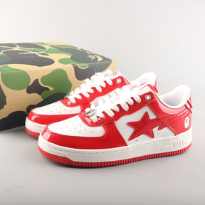 A Bathing Ape Bape Sta Patent Leather White Red