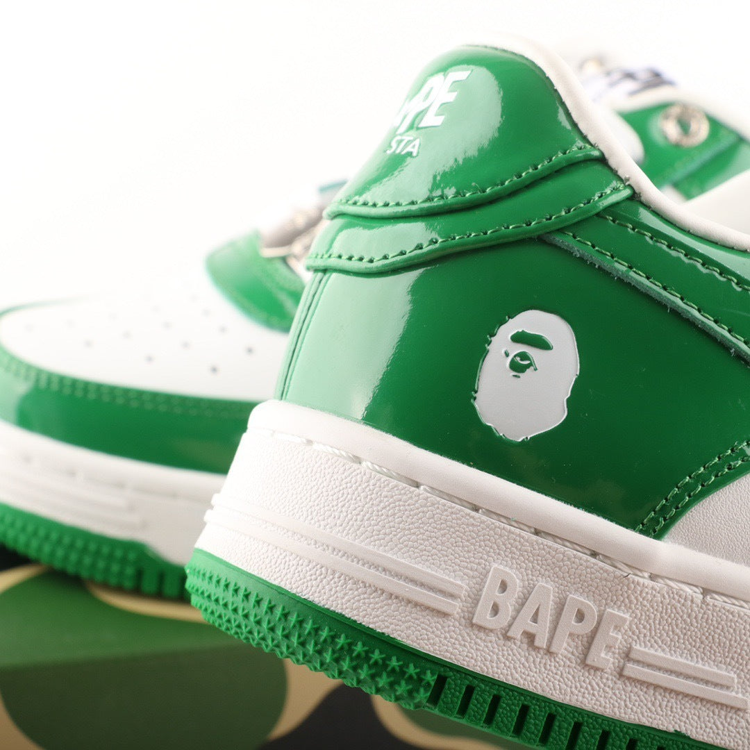 A Bathing Ape Bape Sta Patent Leather White Green