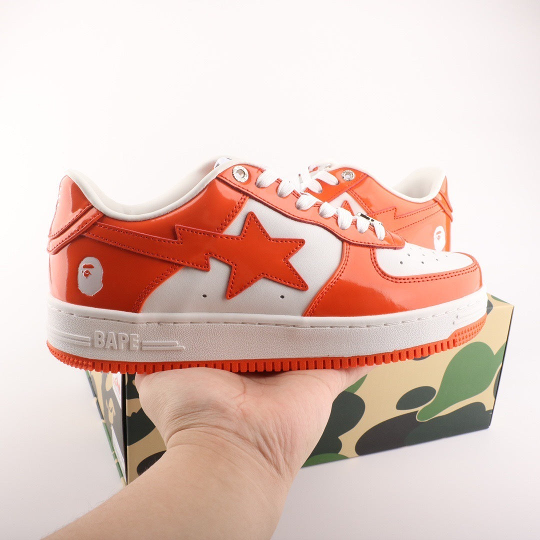 A Bathing Ape Bape Sta Patent Leather White Orange