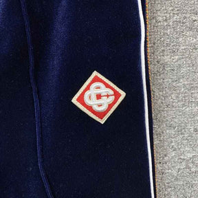 Conjunto Casablanca Veludo Logo Azul