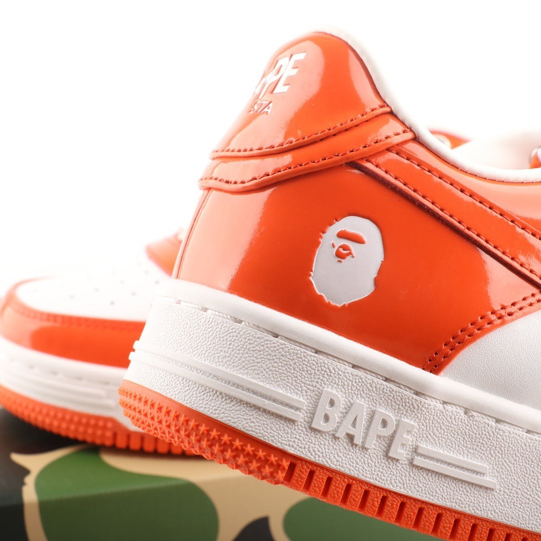 A Bathing Ape Bape Sta Patent Leather White Orange