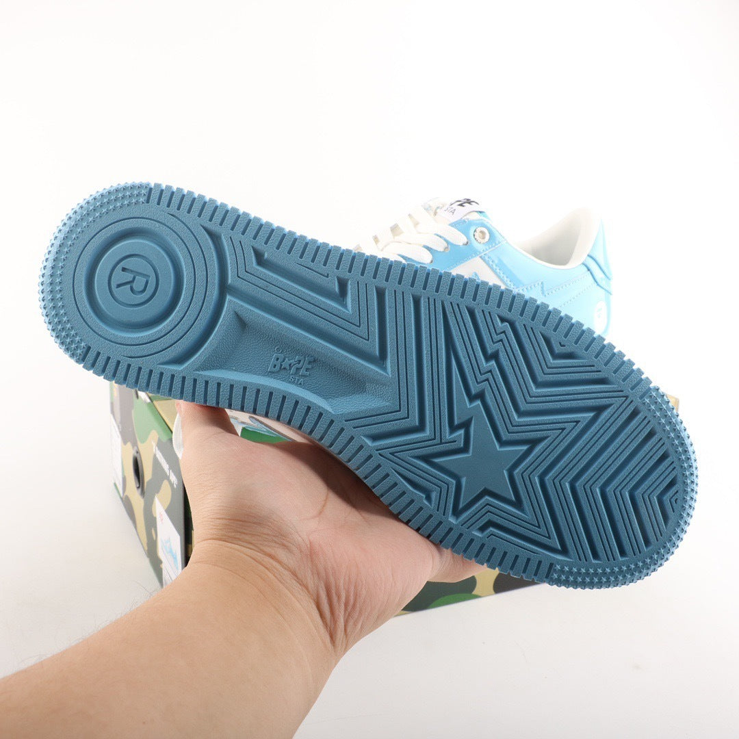 A Bathing Ape Bape Sta Patent Leather White Blue