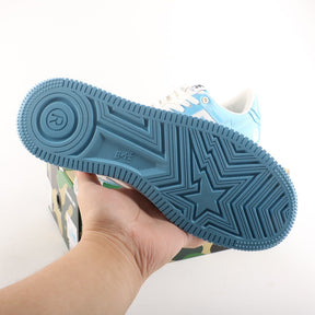 A Bathing Ape Bape Sta Patent Leather White Blue