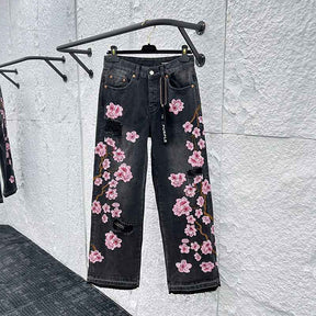 Calça Purple Pink Flowers Jeans