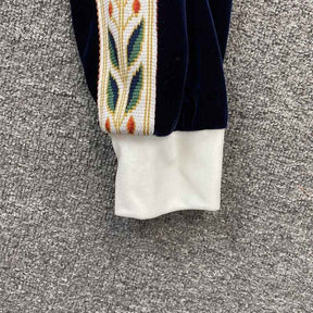 Conjunto Casablanca Veludo Logo Azul