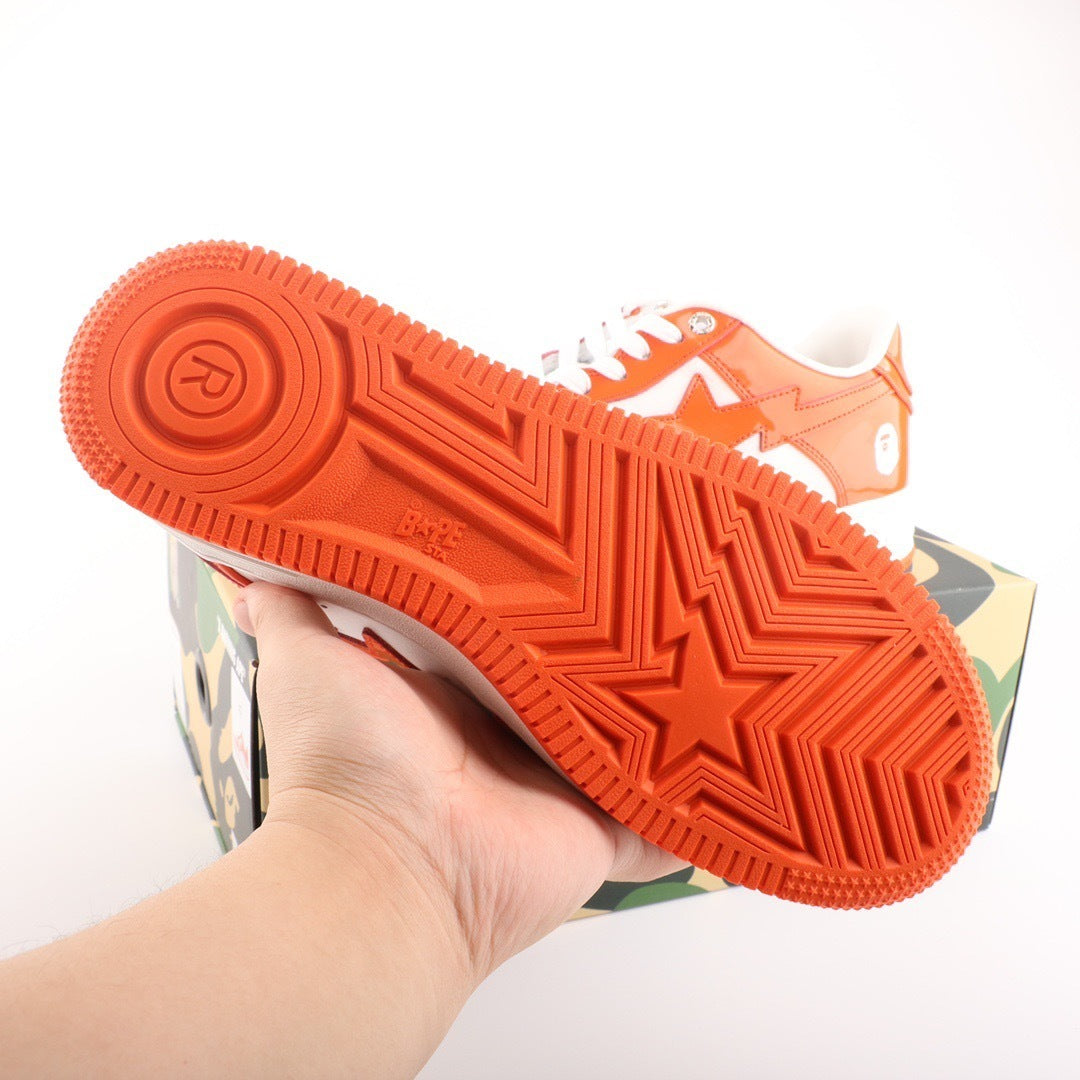 A Bathing Ape Bape Sta Patent Leather White Orange