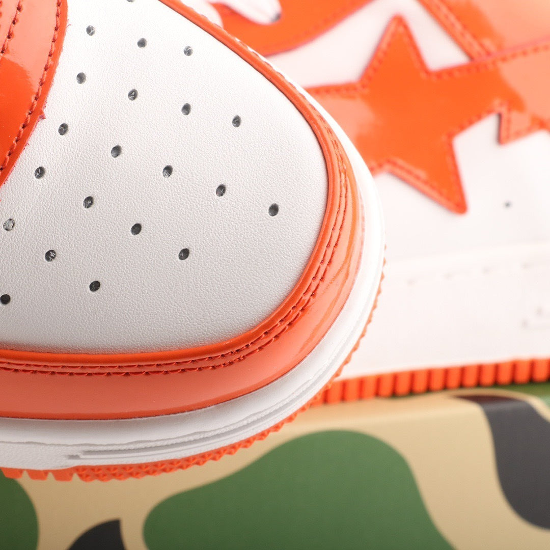 A Bathing Ape Bape Sta Patent Leather White Orange