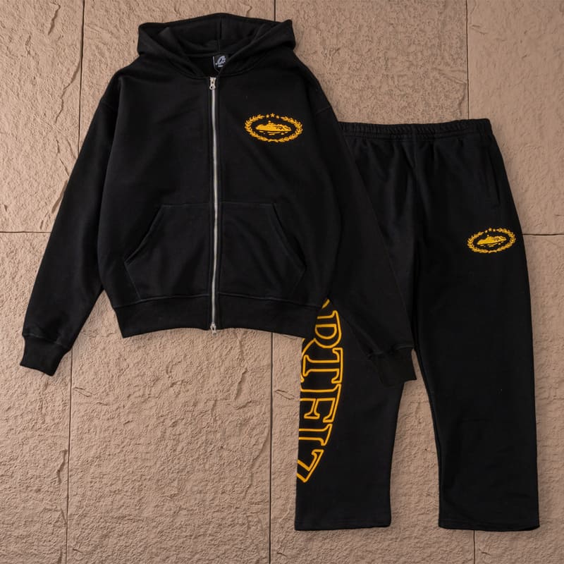 Conjunto Corteiz Superior Royale Preto/Amarelo