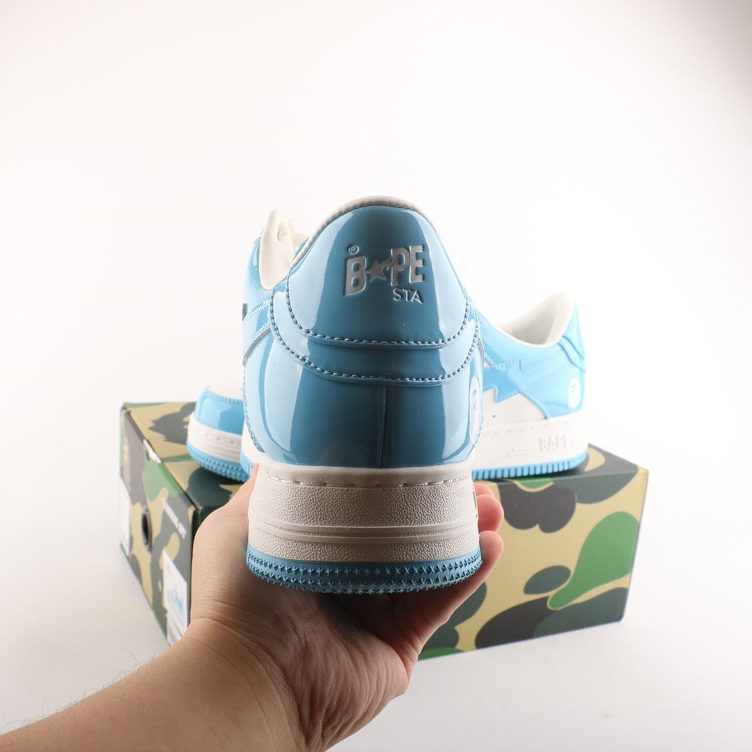 A Bathing Ape Bape Sta Patent Leather White Blue