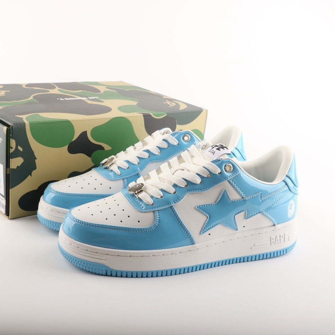 A Bathing Ape Bape Sta Patent Leather White Blue