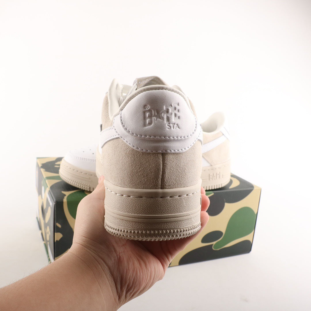 A Bathing Ape Bape Sta Low Suede Beige Heel