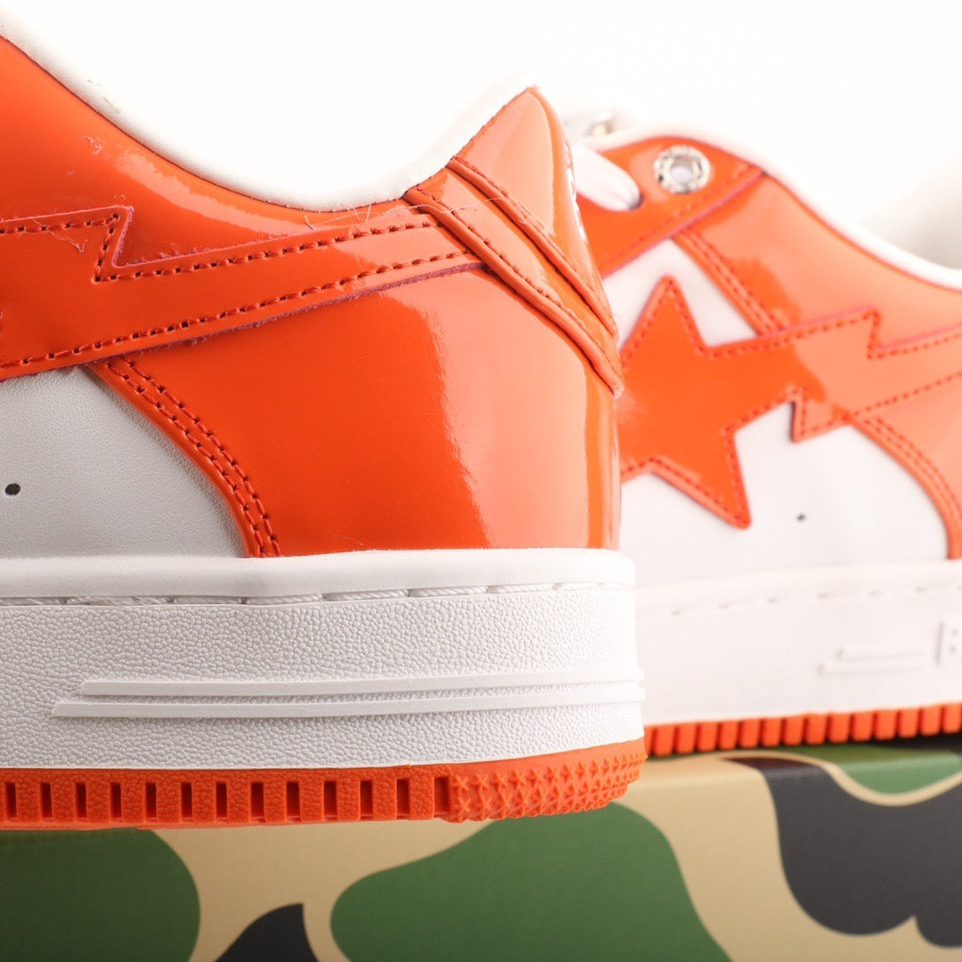 A Bathing Ape Bape Sta Patent Leather White Orange