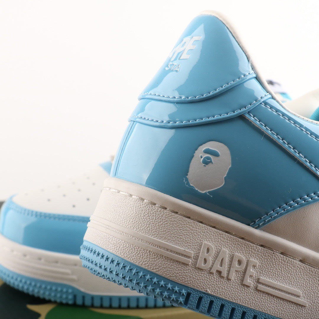 A Bathing Ape Bape Sta Patent Leather White Blue
