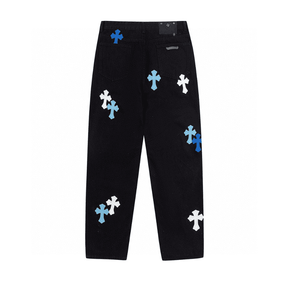 Calça Chrome Hearts Jeans Cross White/Blue