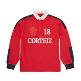 Camisa Corteiz Paneled Rugby Polo Vermelha