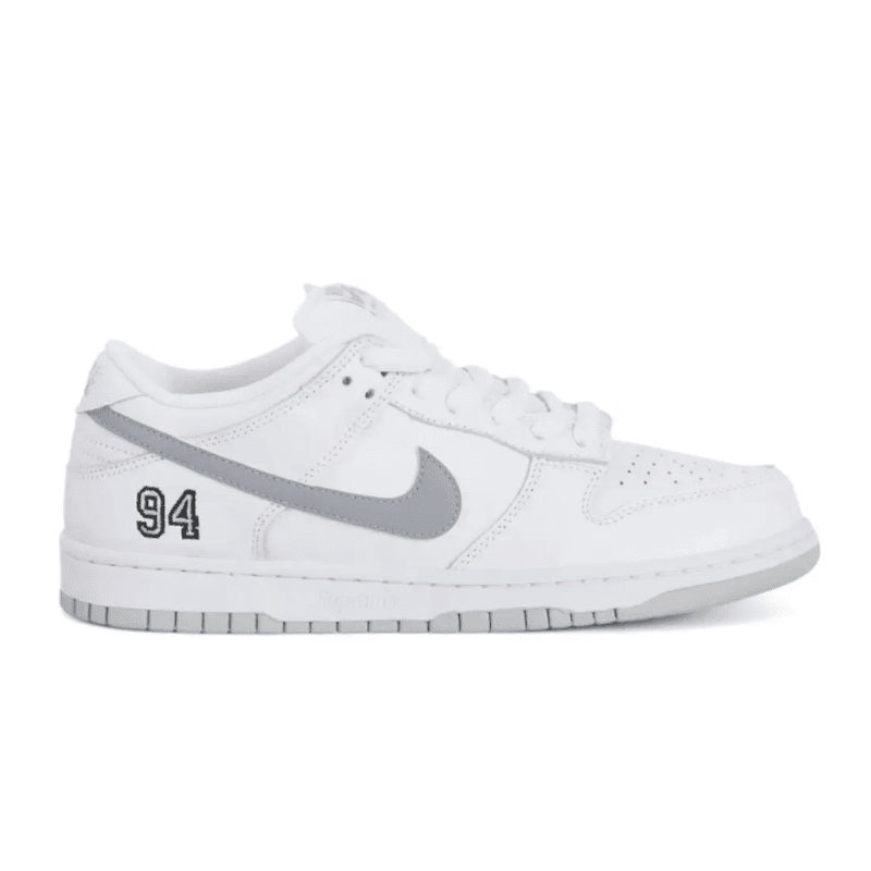 Supreme x Nike SB Dunk Low 94 White Metallic Silver
