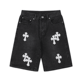 Bermuda Chrome Hearts Cross White Jeans