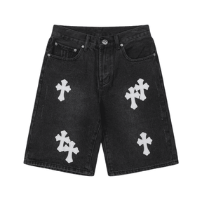 Bermuda Chrome Hearts Cross White Jeans
