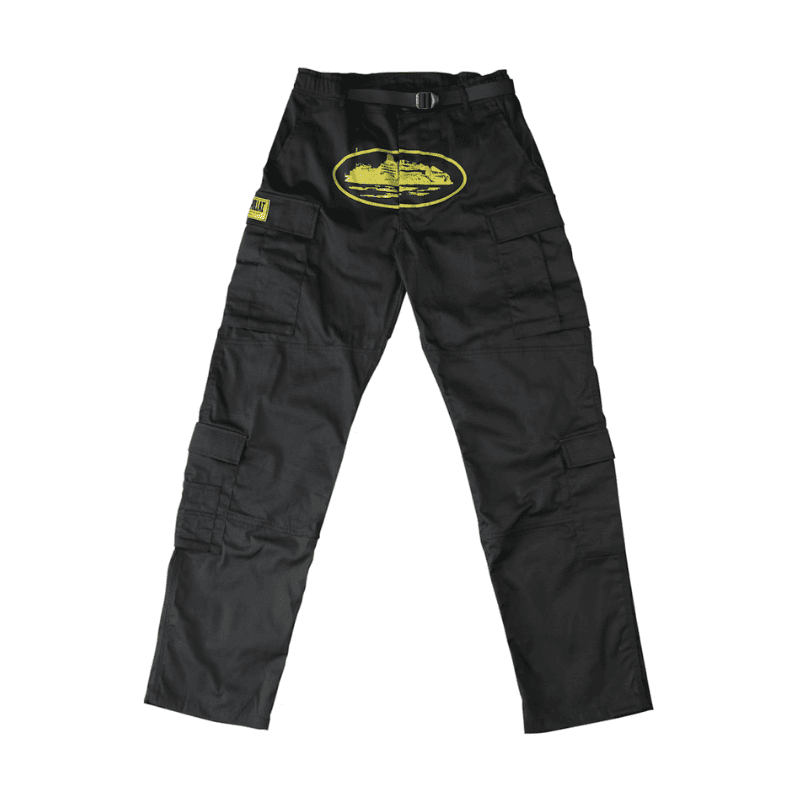 Calça Corteiz Cargo Preta e Amarelo