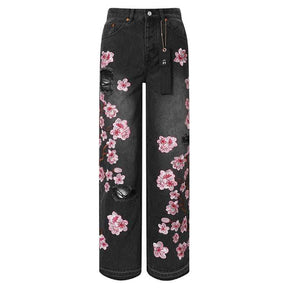 Calça Purple Pink Flowers Jeans