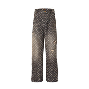 Calça Louis Vuitton Distressed Monogram Jeans
