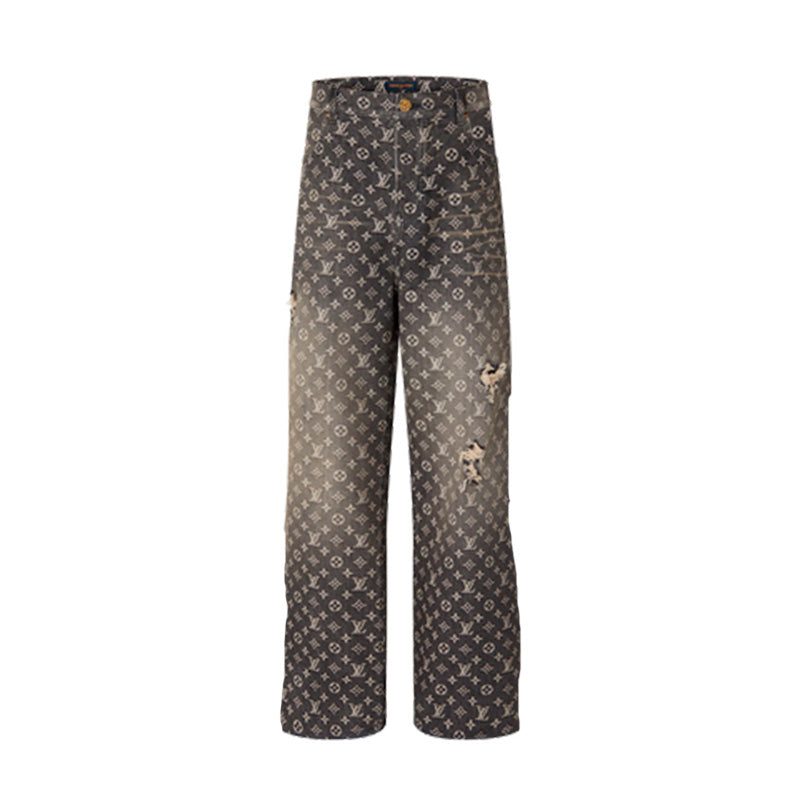 Calça Louis Vuitton Distressed Monogram Jeans