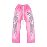 Calça Hellstar Flame Sweatpants Pink/Silver