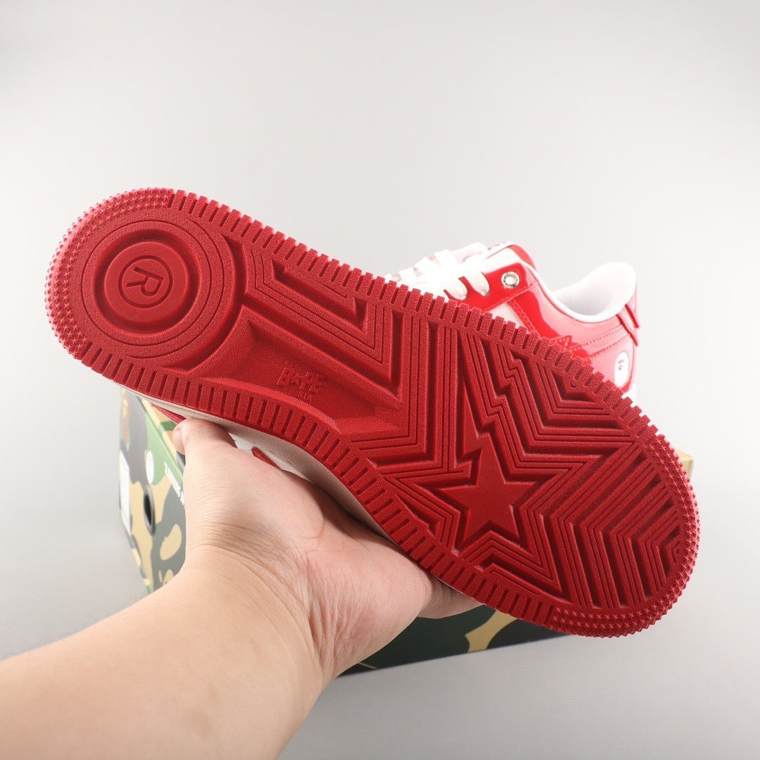 A Bathing Ape Bape Sta Patent Leather White Red
