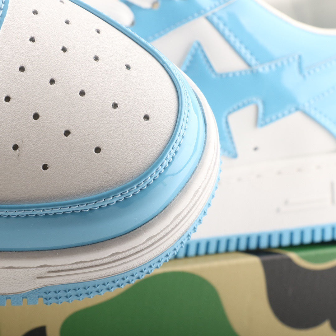 A Bathing Ape Bape Sta Patent Leather White Blue