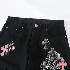 Calça Chrome Hearts Jeans Cross Patch Fleurknee