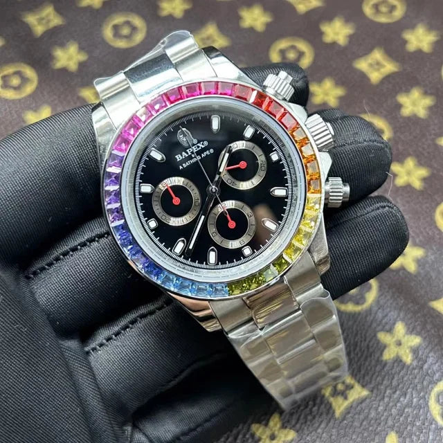 Relógio A Bathing Ape Bapex Type 4 Crystal Stone Prata