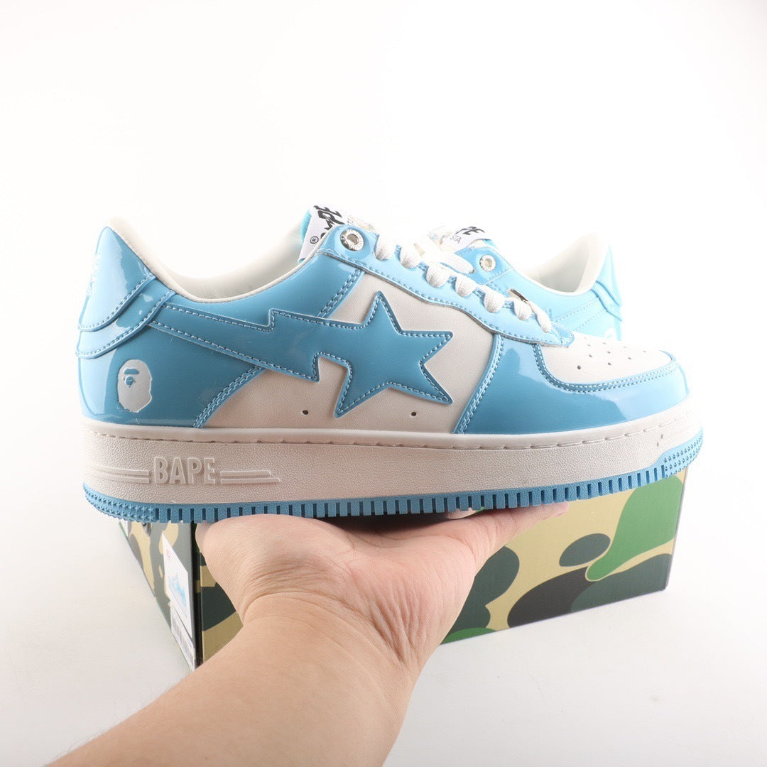 A Bathing Ape Bape Sta Patent Leather White Blue
