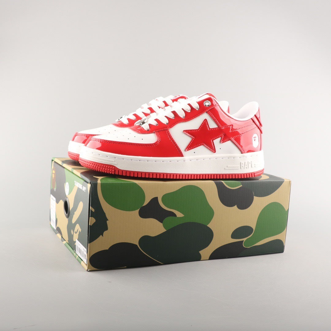 A Bathing Ape Bape Sta Patent Leather White Red