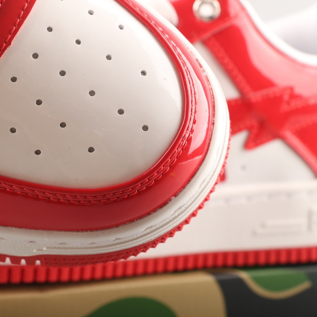 A Bathing Ape Bape Sta Patent Leather White Red