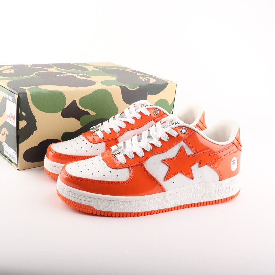 A Bathing Ape Bape Sta Patent Leather White Orange