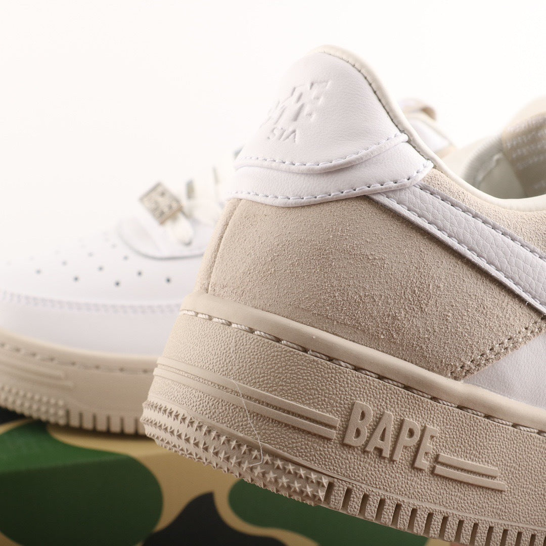 A Bathing Ape Bape Sta Low Suede Beige Heel