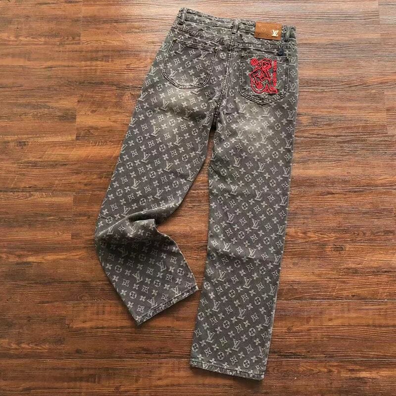 Calça Louis Vuitton Distressed Monogram Jeans