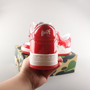 A Bathing Ape Bape Sta Patent Leather White Red