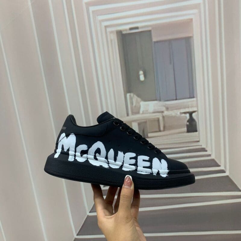 Alexander McQueen Oversized Graffiti Black White