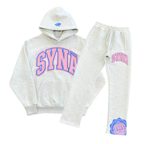Conjunto Syna World College Logo Cinza/Rosa