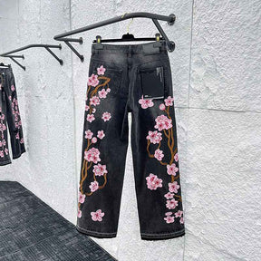 Calça Purple Pink Flowers Jeans