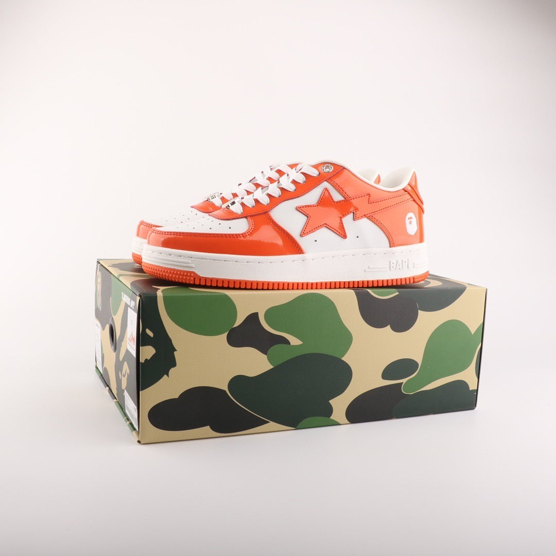A Bathing Ape Bape Sta Patent Leather White Orange