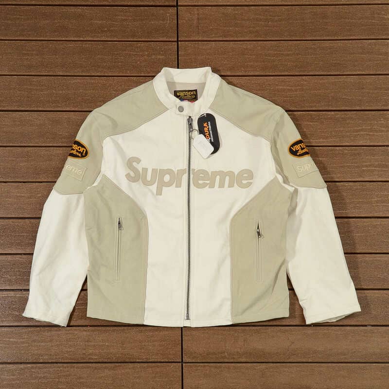 Jaqueta Supreme x Vanson Leathers Cordura White Cream